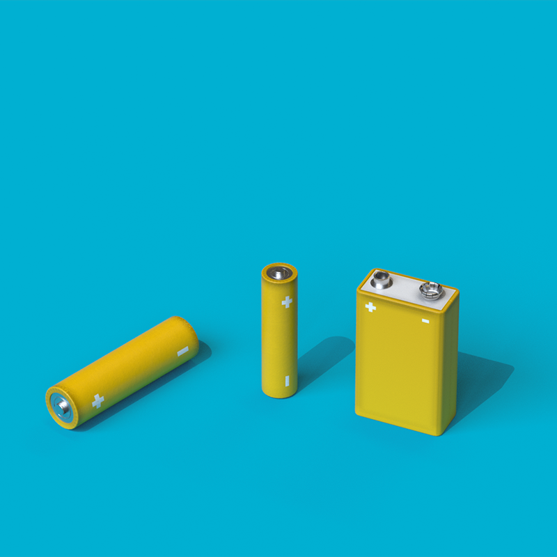 Illustration of different size disposable batteries