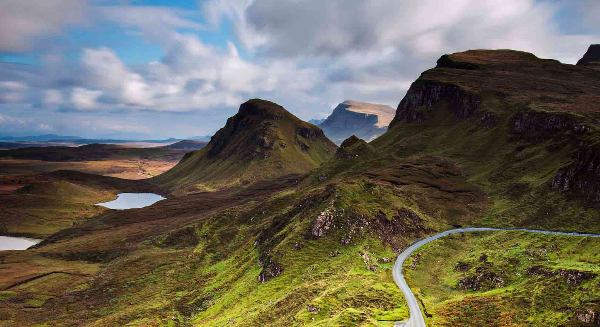 Road in the Quiraing mountains on the Isle of Skye