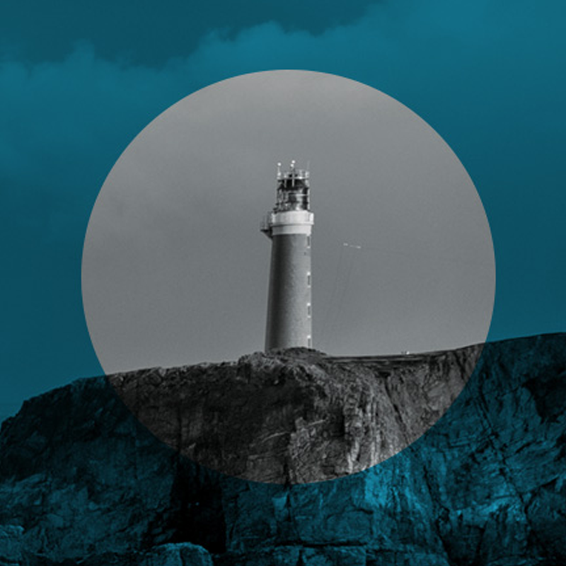 A lighthouse on a cliff, representing Zero Waste Scotland as "The Lighthouse of the Circular Economy"